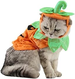 ANIAC Pet Pumpkin Costume Cat Halloween Hat Cloak Sets Puppy Poncho Dog Halloween Cosplay for Kitty