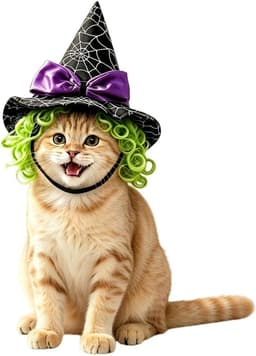 Enjoying Pet Halloween Costumes for Cats Small Dogs, Cat Witch Hat with Funny Wig