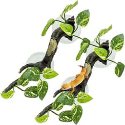 Fhiny Snake Climbing Branch, 2 PCS Resin Reptile Branches with Suction Cups