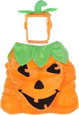 POPETPOP Cat Pumpkin Costume, Adjustable Short Plush Halloween Cat Costume Pumpkin Hat