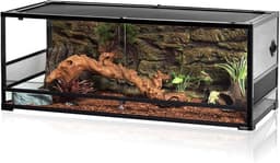 REPTI ZOO 67 Gallon Large Reptile Terrarium, 48" x 18" x 18", Glass Front Opening Tank with Sliding Door