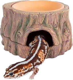 CAVACHEW 3-in-1 Reptile Hide Cave with Detachable Base & Humidity Dish