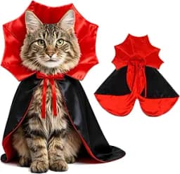 GOYOSWA Cat Halloween Costumes Pet Cat Dog Vampire Cloak Costume Devil Vampire Cloak Cape
