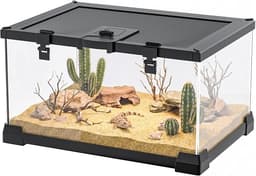 FixHaven 2.5 Gallon Fully Assembled Glass Reptile Enclosure, 12" x 8" x 6"