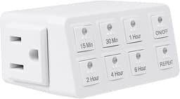 BN-LINK Indoor Countdown Timer with Repeat Function, 3-Prong Outlet Timer