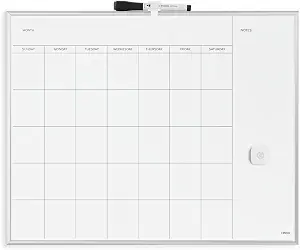 U Brands Magnetic Dry Erase Calendar White Board, 16" x 20", Silver Aluminum Frame