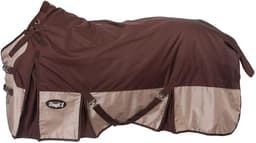 TOUGH1 1680D Turnout Blanket with SNUGGIT Neck, Brown, 75-in