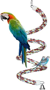 Kintor Bird Rope Bungee Perch, Cotton Chew Toy Swing for Medium Large Parrot