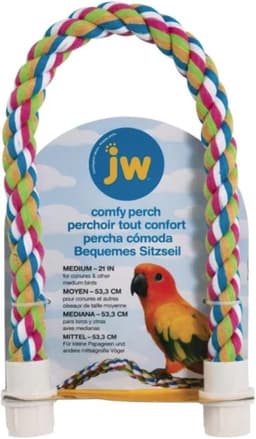JW Pet Comfy Perch For Birds, Flexible Multi-color Rope, Medium