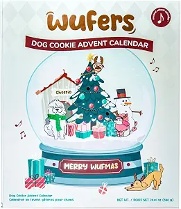 Wufers Singing Snow Globe Dog Advent Calendar, 24 Gourmet Holiday Dog Cookies
