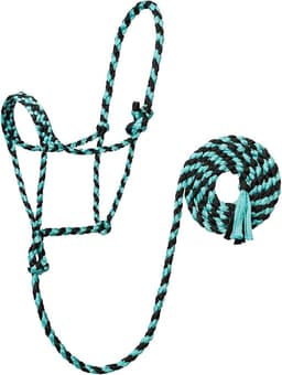 Weaver Leather Braided Rope Halter with 10' Lead, Mint/Black