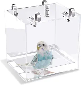 Saderoy Bird Bath Cage, No-Leakage Bird Bathtub with Hanging Hooks