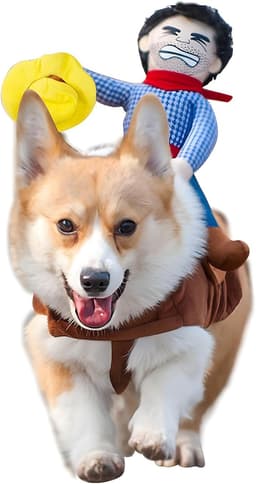 Cowboy Rider Dog Costume for Dogs Clothes Knight Style with Doll and Hat for Halloween Day Pet Costume