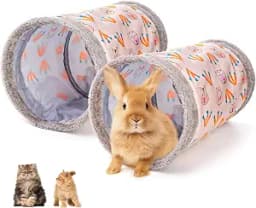 2 Packs Guinea-Pig Rabbit Tunnel Pet Fun Tunnel, Bunny Tunnel, Tube Pet Hideaway, Bunny Hamster Hideout Small Animal Activity Tunnels Hideaway Accessories for Dwarf Rabbits Kitty