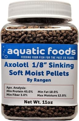 Axolotl Food, 1/8" Soft Moist Sinking Pellets, Rangen's Salmon Meal Pellets for Small Axolotl