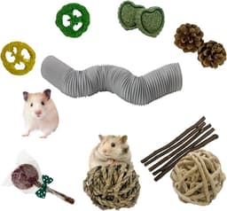 Hamster Fun Tunnels, Guinea Pigs Tunnel with 2Pcs Small Animal Folding Tube Guinea Pigs Training Hideout Tunnel 15 Pcs Pet Chew Toys for Chinchillas Rats Gerbils (Grey)