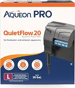 Aqueon QuietFlow Aquarium Power Filter, Size 20 (Up to 30 Gallons)