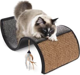 Petlinks Dream Curl Carpet Cat Scratcher, Dual-Surface Cat Scratching Post, Lounge & Hide Scratchers for Cats & Kittens, Gray, Furniture Protector, One Size Fits All Cats