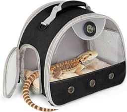 Bearded Dragon Carrier, Reptile Travel Bag with Built-in Thermometer Hygrometer