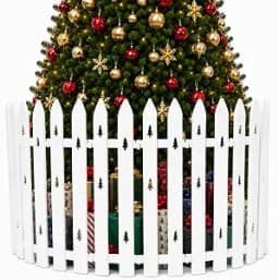 16 Inch Christmas Tree Fence, 24 Pack White Plastic Gate