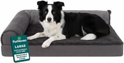 FurHaven Orthopedic Dog Bed, L-Shaped Chaise, Large, Plush & Velvet