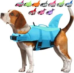 EMUST Large Dog Life Jacket with Rescue Handle, XL, Pool Blue