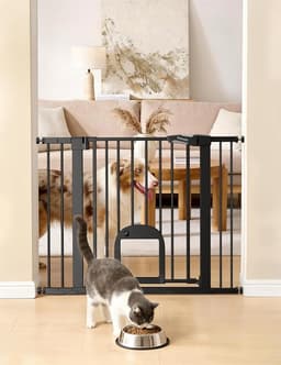 Babelio Dog Gate with Adjustable Cat Door, CatPrivilege III, 29-43"