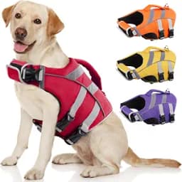 Kuoser Reflective Dog Life Jacket for Swimming Boating