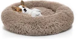 MIXJOY Orthopedic Dog Bed Comfortable Donut Cuddler Round Pet Bed, 23in Brown