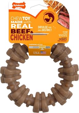 Nylabone Strong Chew Ring Dog Toy, Chew Toy Made with Real Beef & Chicken