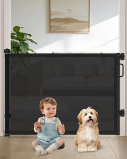 Cideny Retractable Baby Gate for Doorway, 58" Wide Mesh Dog Gate
