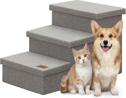 Zerbuger Dog Stairs with Storage, 3 Steps, up to 200 lbs