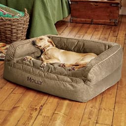 Orvis ComfortFill-Eco Deluxe Dog Bed - Deep Removable Cushion with Recycled ComfortFill-Eco Padding and Durable Quilted Cover, Brown Tweed - Medium