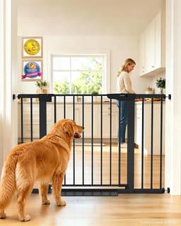 Cumbor 30-46" Baby Gate for Stairs, Auto Close Dog Gate, Black