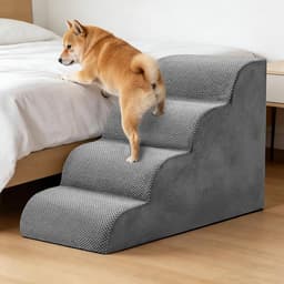 KMFurnila 4-Step Dog Stairs for Large Dogs and Cats, 20in H